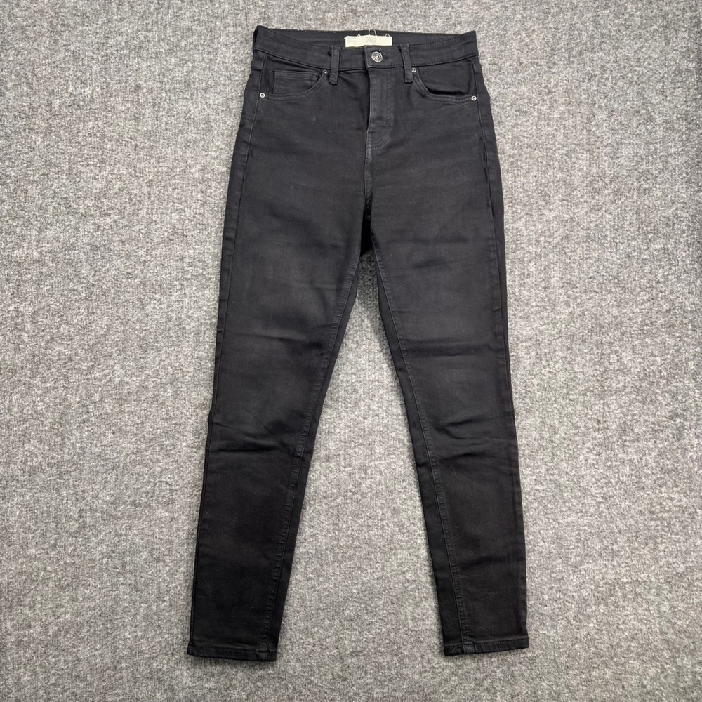 Topshop Moto Jamie High Rise Skinny Jeans Black W28‎ Long Sleek Stretch Denim